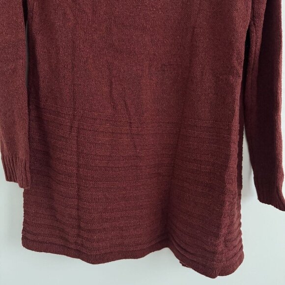 Fortune + Ivy Women Burgundy Open Front Knit Cardigan Sweater Size M - Picture 9 of 10